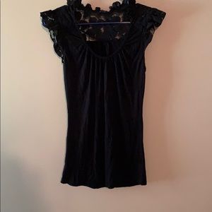 Black ruffle sleeve shirt